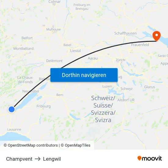 Champvent to Lengwil map