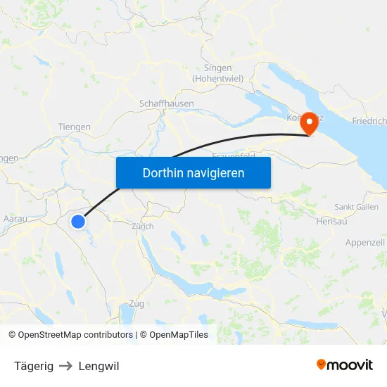 Tägerig to Lengwil map