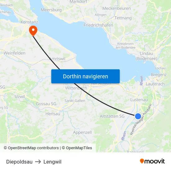 Diepoldsau to Lengwil map