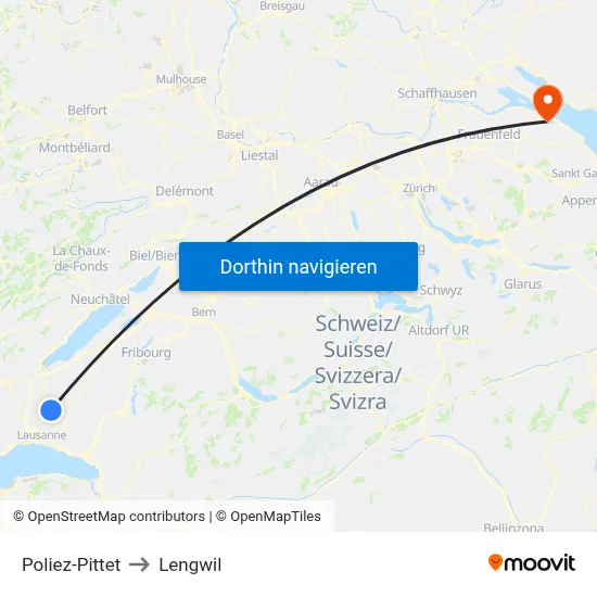 Poliez-Pittet to Lengwil map
