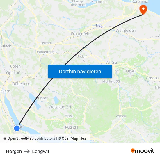 Horgen to Lengwil map