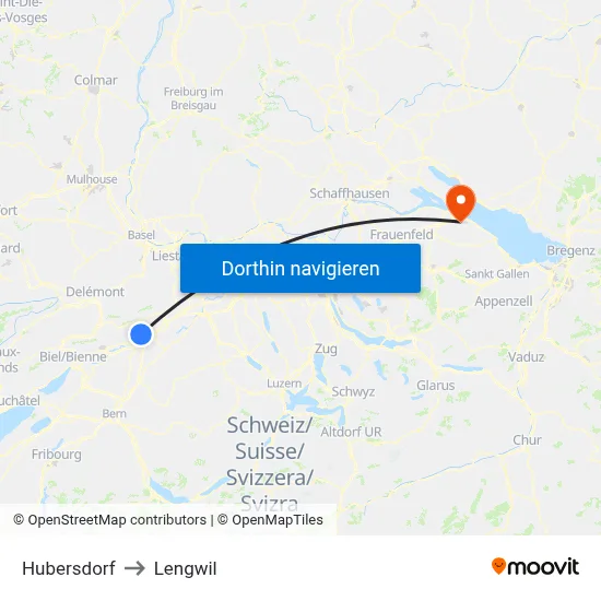 Hubersdorf to Lengwil map