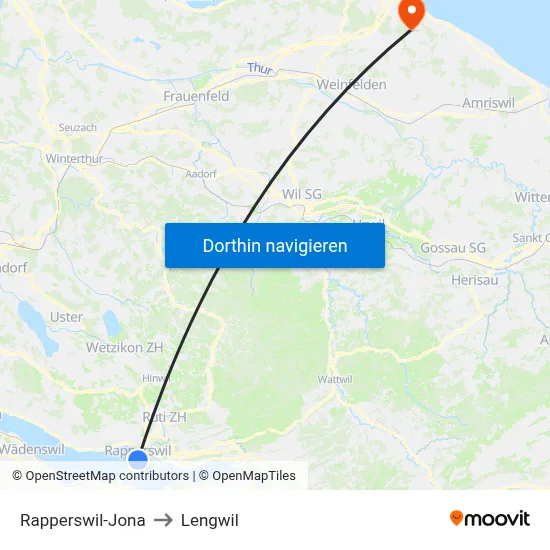 Rapperswil-Jona to Lengwil map