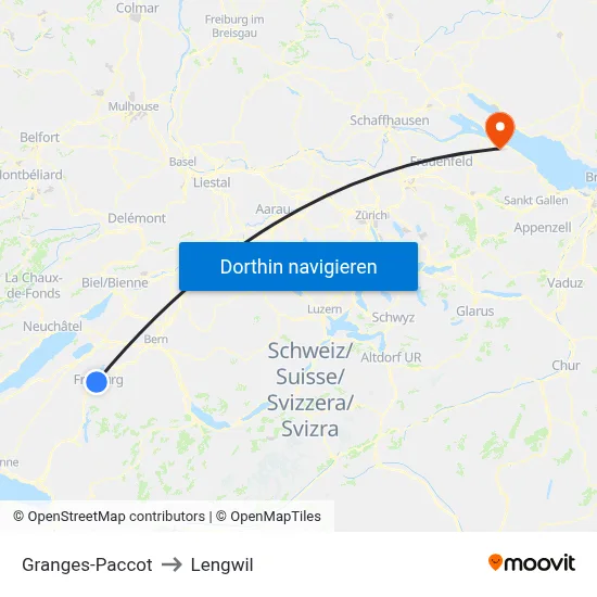 Granges-Paccot to Lengwil map
