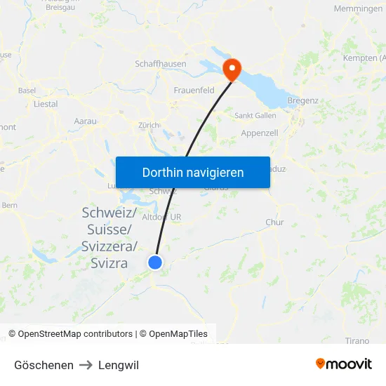 Göschenen to Lengwil map