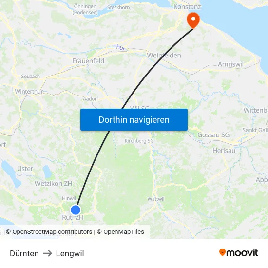 Dürnten to Lengwil map