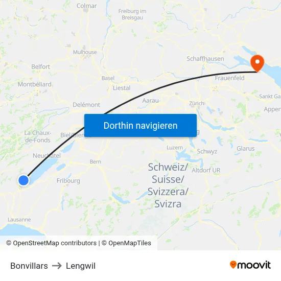 Bonvillars to Lengwil map