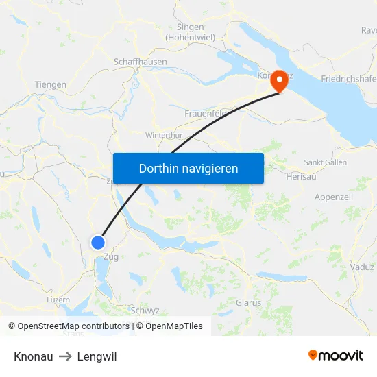 Knonau to Lengwil map