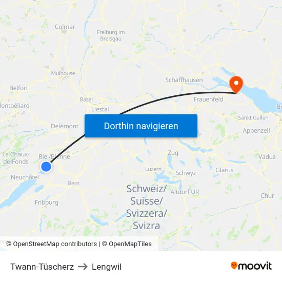 Twann-Tüscherz to Lengwil map