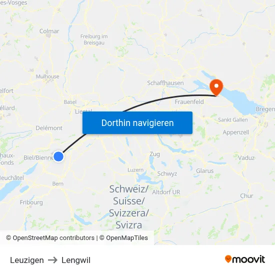 Leuzigen to Lengwil map