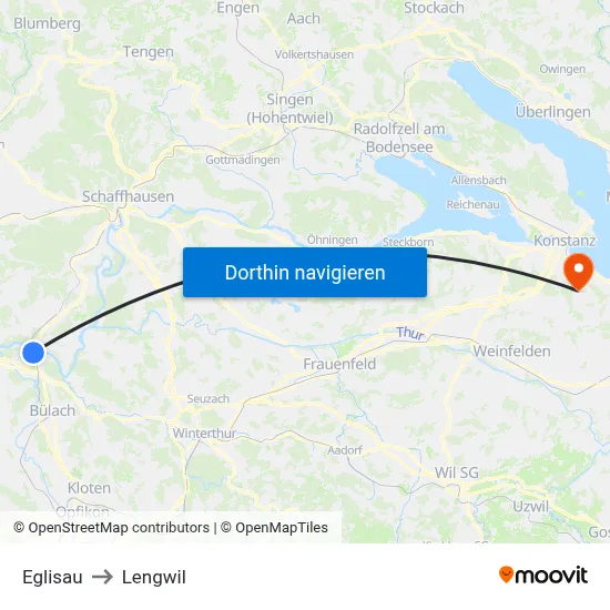 Eglisau to Lengwil map