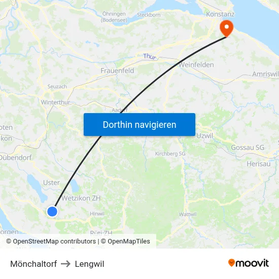 Mönchaltorf to Lengwil map