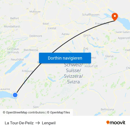 La Tour-De-Peilz to Lengwil map
