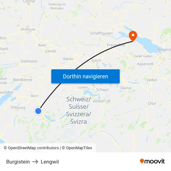 Burgistein to Lengwil map