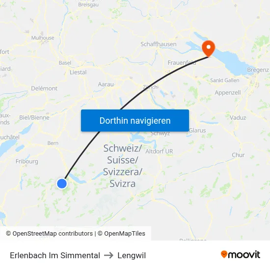 Erlenbach Im Simmental to Lengwil map