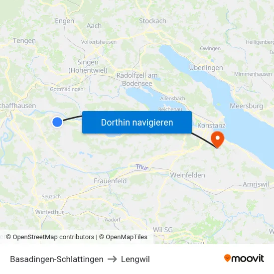 Basadingen-Schlattingen to Lengwil map