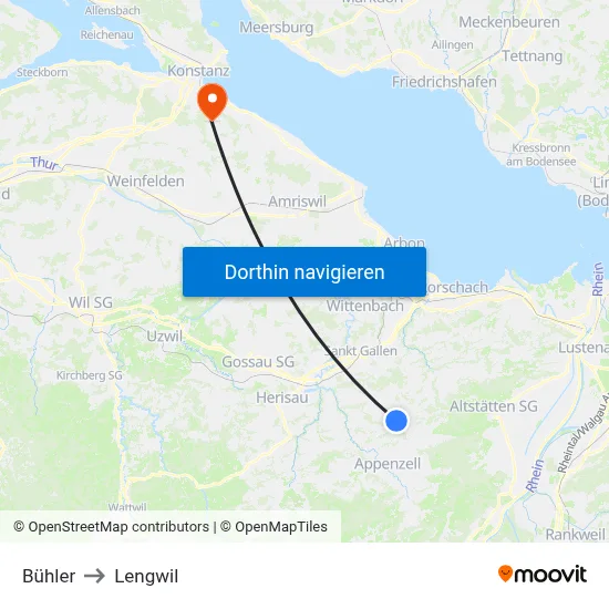 Bühler to Lengwil map