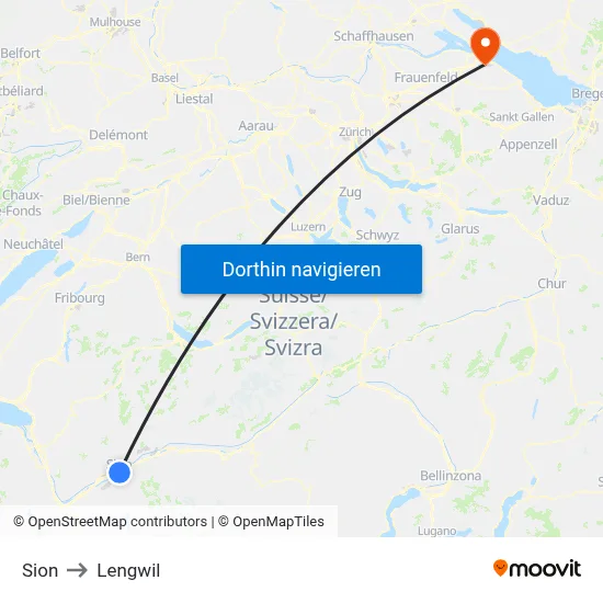 Sion to Lengwil map