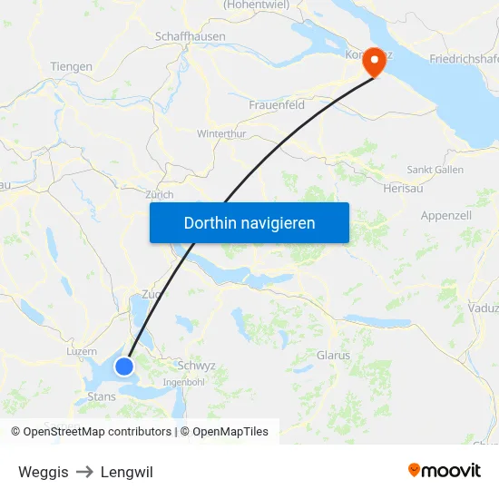 Weggis to Lengwil map