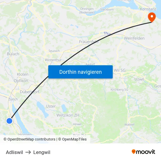 Adliswil to Lengwil map