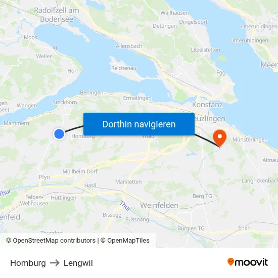 Homburg to Lengwil map