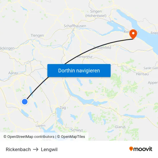 Rickenbach to Lengwil map