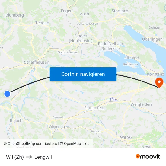 Wil (Zh) to Lengwil map