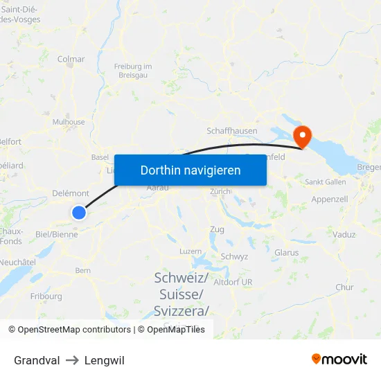 Grandval to Lengwil map