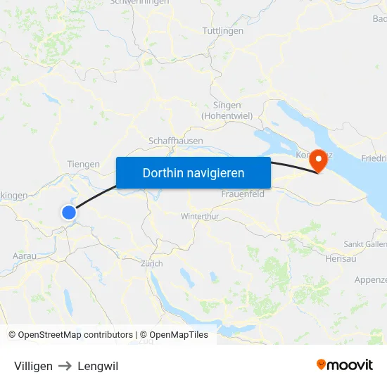 Villigen to Lengwil map