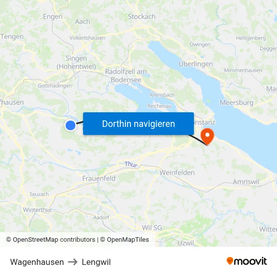 Wagenhausen to Lengwil map