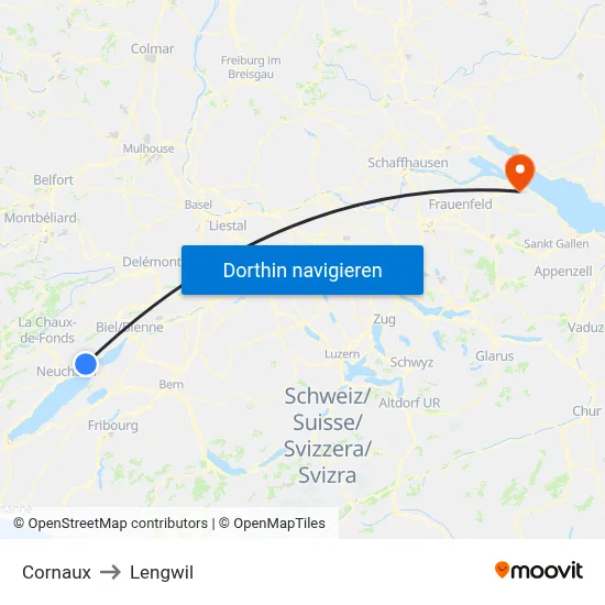 Cornaux to Lengwil map