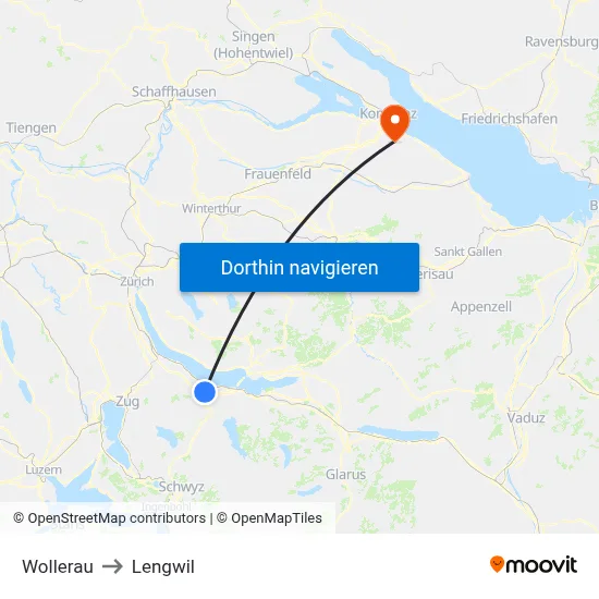 Wollerau to Lengwil map