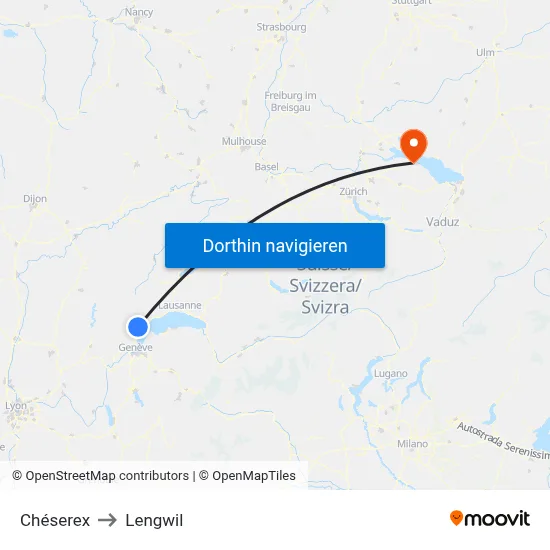Chéserex to Lengwil map