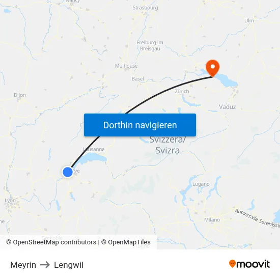 Meyrin to Lengwil map