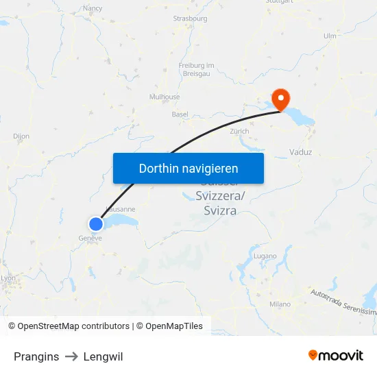 Prangins to Lengwil map
