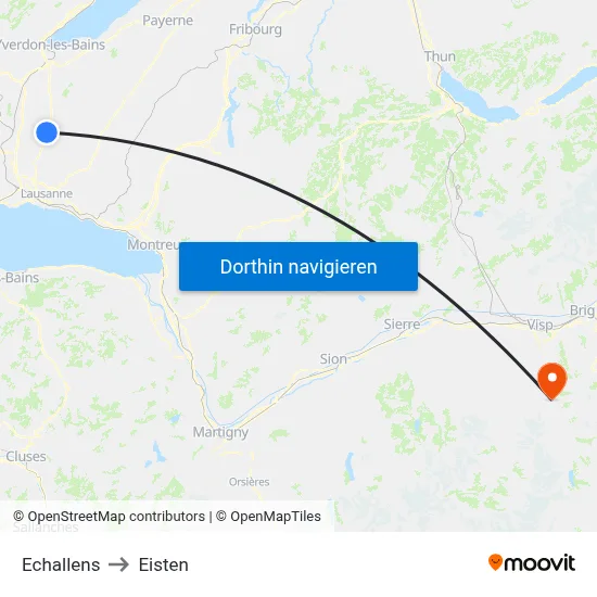 Echallens to Eisten map