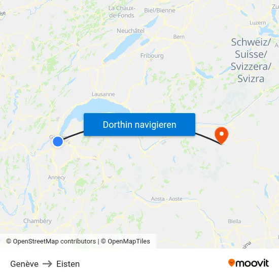 Genève to Eisten map