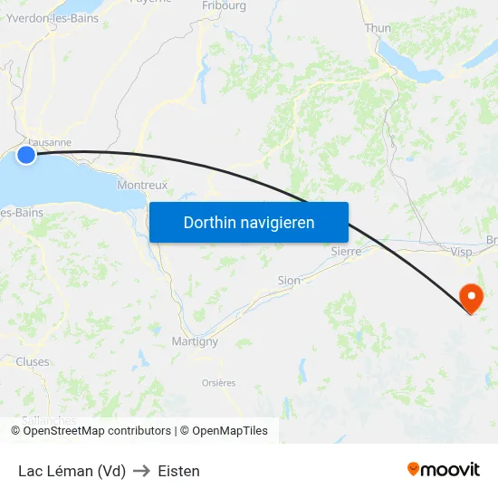 Lac Léman (Vd) to Eisten map