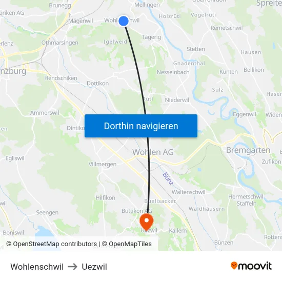 Wohlenschwil to Uezwil map