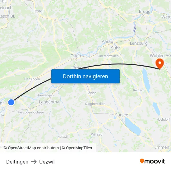 Deitingen to Uezwil map