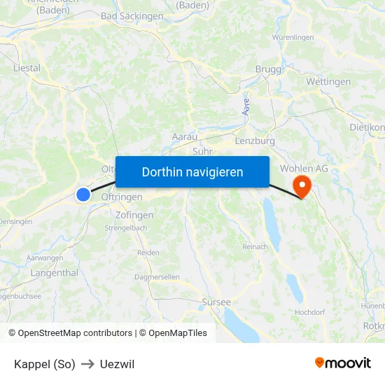 Kappel (So) to Uezwil map