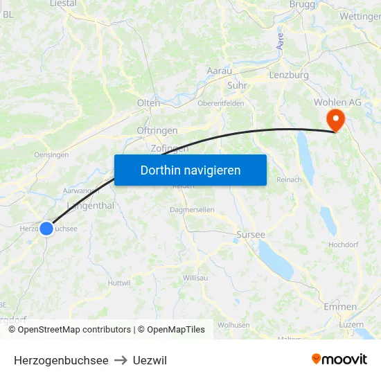 Herzogenbuchsee to Uezwil map
