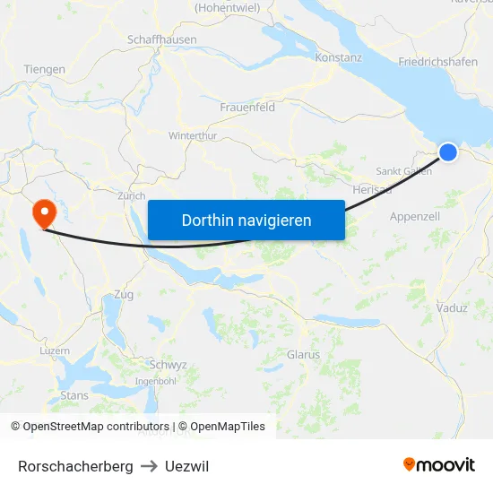 Rorschacherberg to Uezwil map