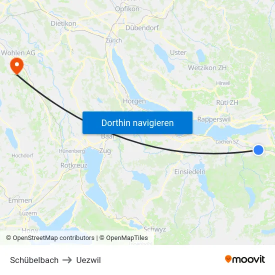Schübelbach to Uezwil map