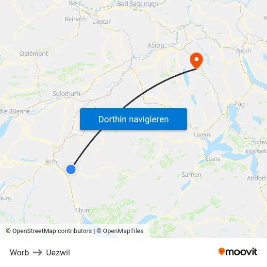 Worb to Uezwil map