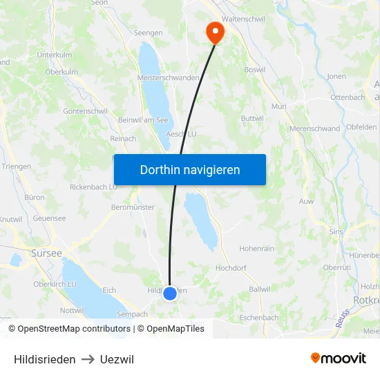 Hildisrieden to Uezwil map
