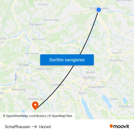 Schaffhausen to Uezwil map