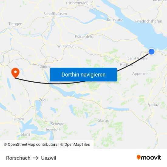 Rorschach to Uezwil map