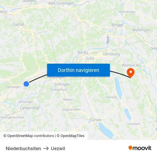 Niederbuchsiten to Uezwil map