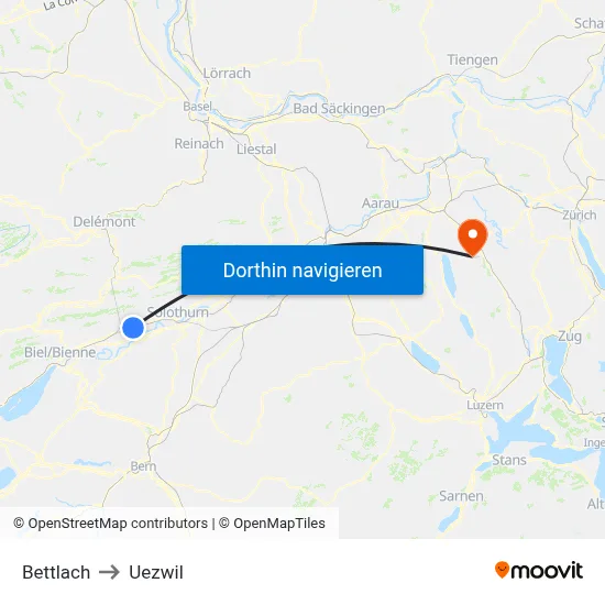 Bettlach to Uezwil map